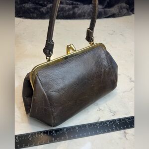 Vintage Letisse Elegant Dark Brown Leather Frame Bag